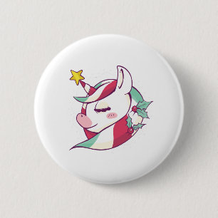 Christmas Unicorn 6 Cm Round Badge