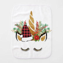 Christmas Unicorn Burp Cloth