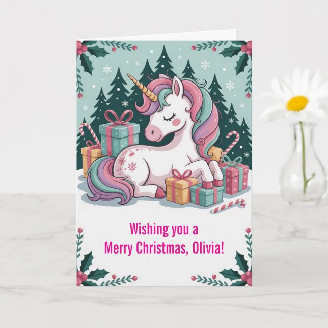 Christmas Unicorn Card (Small Plant)