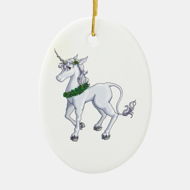 Christmas Unicorn Ceramic Tree Decoration (Front)