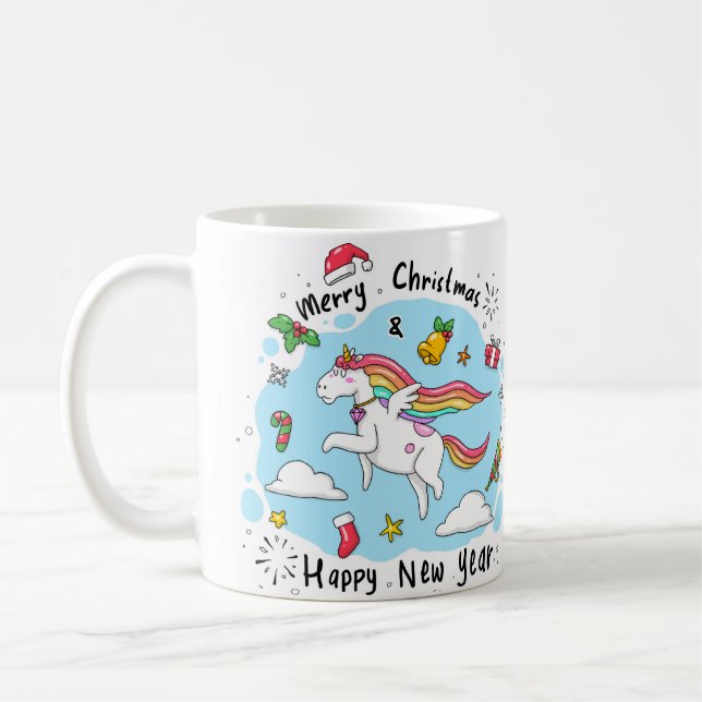 Christmas Unicorn Coffee Mug (Left)