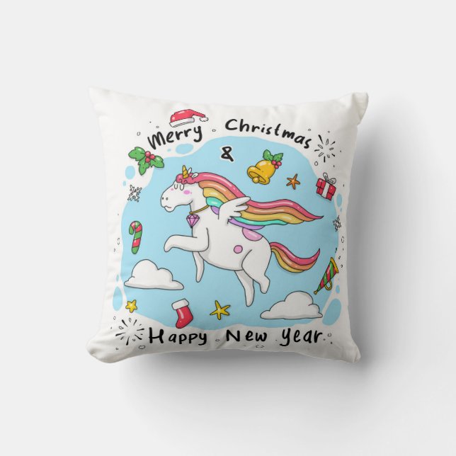 Christmas Unicorn Cushion (Front)