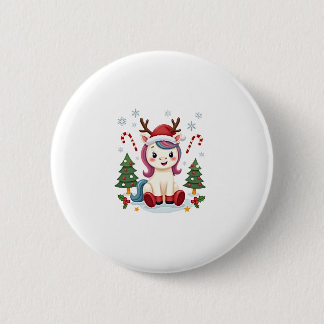 Christmas Unicorn Cute Magical Xmas Toddler Girls  6 Cm Round Badge (Front)