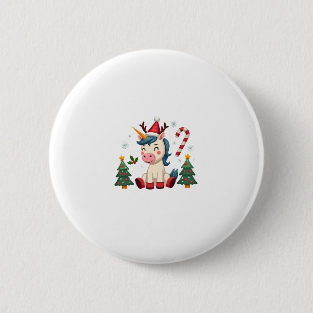 Christmas Unicorn Cute Magical Xmas Toddler Girls  6 Cm Round Badge (Front)