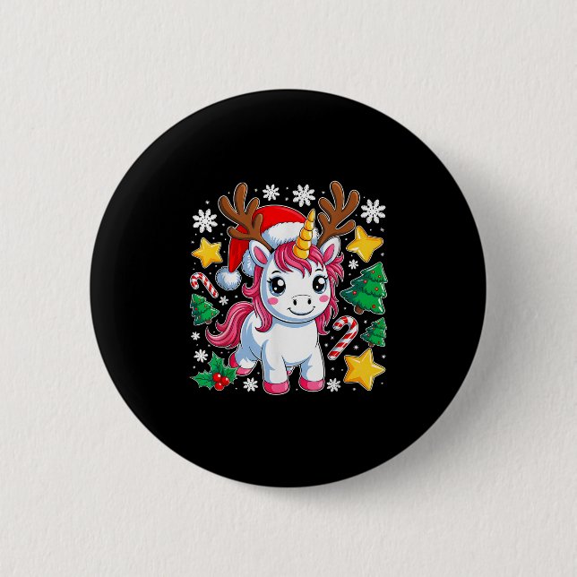 Christmas Unicorn Cute Magical Xmas Toddler Girls  6 Cm Round Badge (Front)