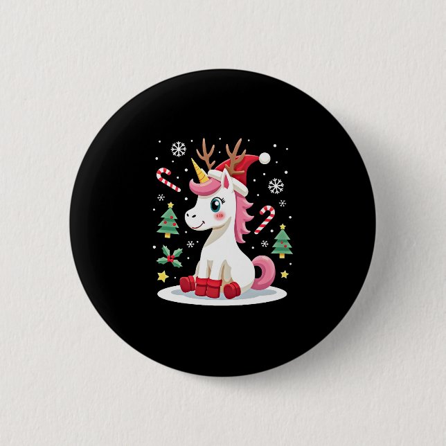 Christmas Unicorn Cute Magical Xmas Toddler Girls  6 Cm Round Badge (Front)