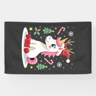 Christmas Unicorn Cute Magical Xmas Toddler Girls Banner