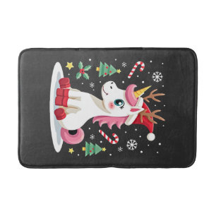 Christmas Unicorn Cute Magical Xmas Toddler Girls Bath Mat