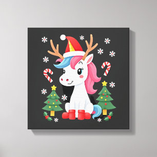 Christmas Unicorn Cute Magical Xmas Toddler Girls Canvas Print