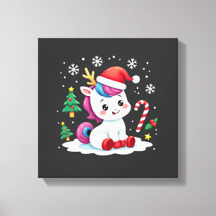 Christmas Unicorn Cute Magical Xmas Toddler Girls Canvas Print
