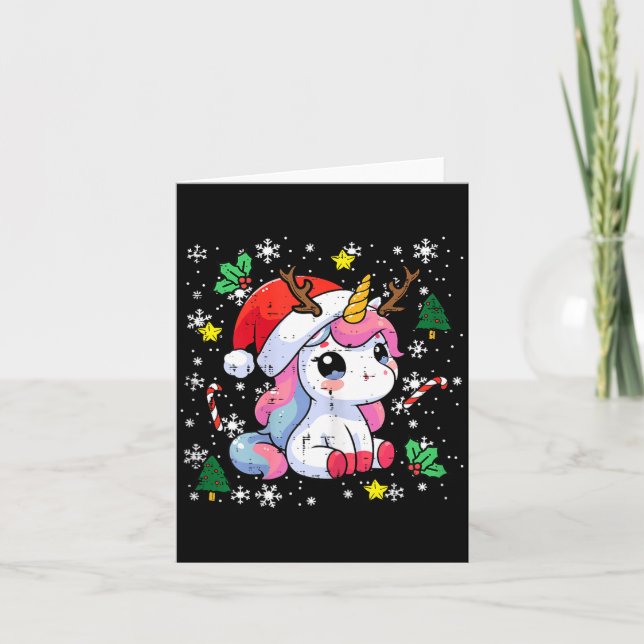 Christmas Unicorn Cute Magical Xmas Toddler Girls  Card (Front)