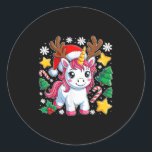 Christmas Unicorn Cute Magical Xmas Toddler Girls  Classic Round Sticker<br><div class="desc">Christmas Unicorn Cute Magical Xmas Toddler Girls Kids Women</div>