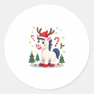 Christmas Unicorn Cute Magical Xmas Toddler Girls Classic Round Sticker