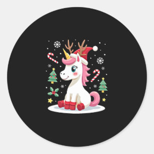Christmas Unicorn Cute Magical Xmas Toddler Girls Classic Round Sticker