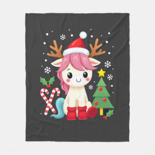 Christmas Unicorn Cute Magical Xmas Toddler Girls Fleece Blanket