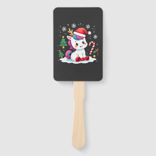 Christmas Unicorn Cute Magical Xmas Toddler Girls Hand Fan
