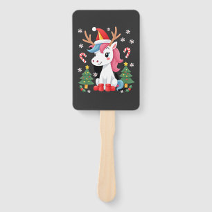 Christmas Unicorn Cute Magical Xmas Toddler Girls Hand Fan