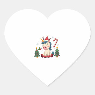 Christmas Unicorn Cute Magical Xmas Toddler Girls Heart Sticker