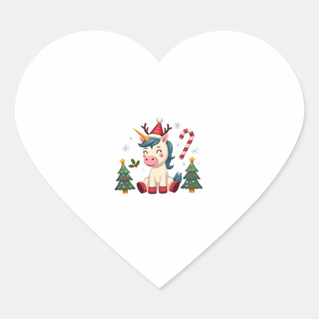 Christmas Unicorn Cute Magical Xmas Toddler Girls  Heart Sticker (Front)