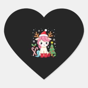 Christmas Unicorn Cute Magical Xmas Toddler Girls Heart Sticker