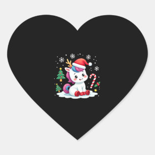 Christmas Unicorn Cute Magical Xmas Toddler Girls Heart Sticker