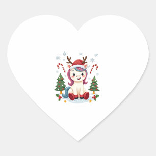 Christmas Unicorn Cute Magical Xmas Toddler Girls Heart Sticker