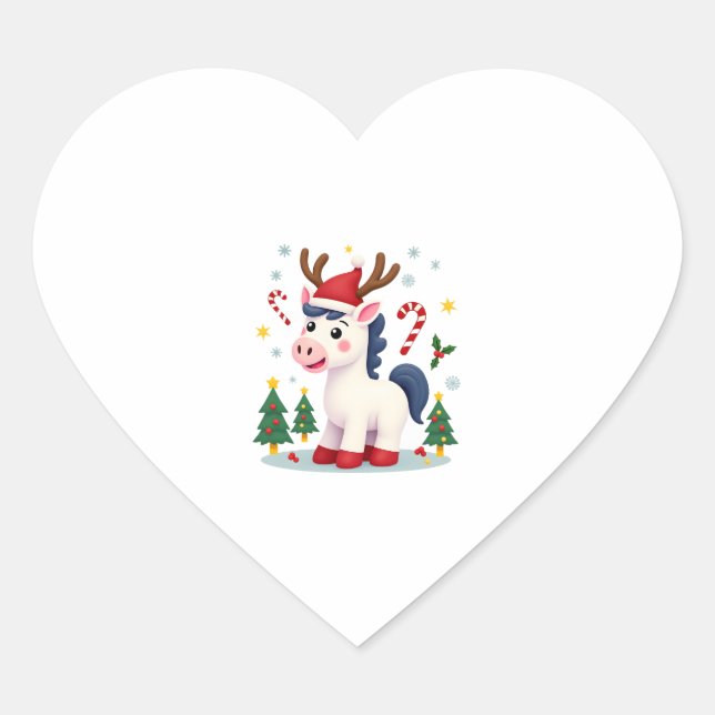 Christmas Unicorn Cute Magical Xmas Toddler Girls  Heart Sticker (Front)