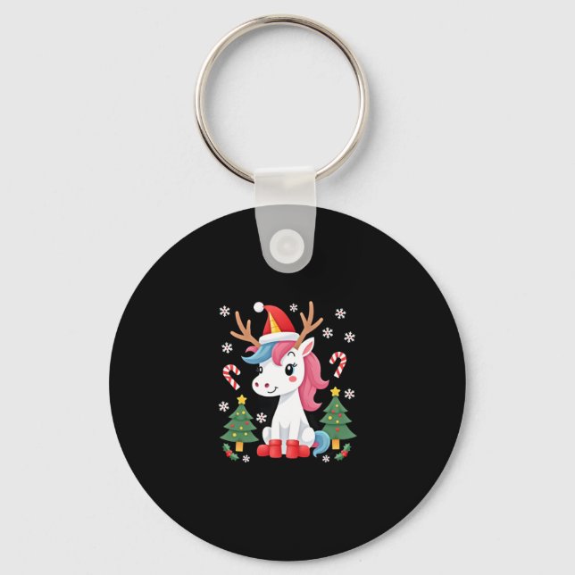 Christmas Unicorn Cute Magical Xmas Toddler Girls  Key Ring (Front)