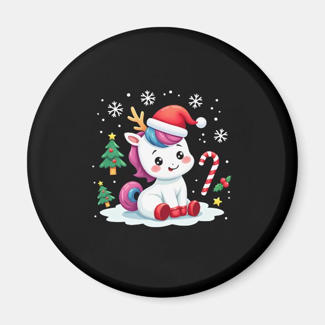 Christmas Unicorn Cute Magical Xmas Toddler Girls  Magnet (Front)