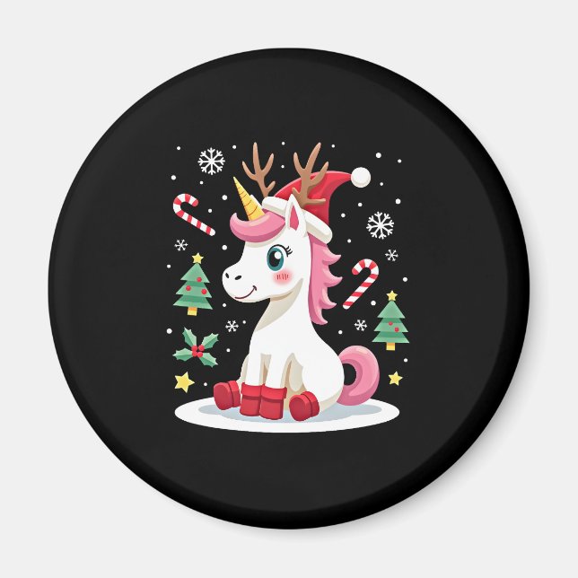 Christmas Unicorn Cute Magical Xmas Toddler Girls  Magnet (Front)