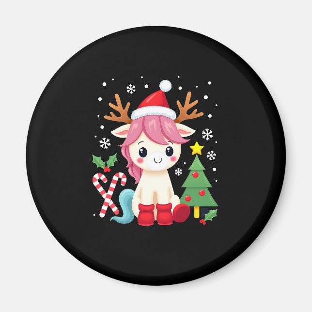 Christmas Unicorn Cute Magical Xmas Toddler Girls  Magnet (Front)