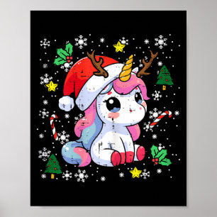 Christmas Unicorn Cute Magical Xmas Toddler Girls Poster