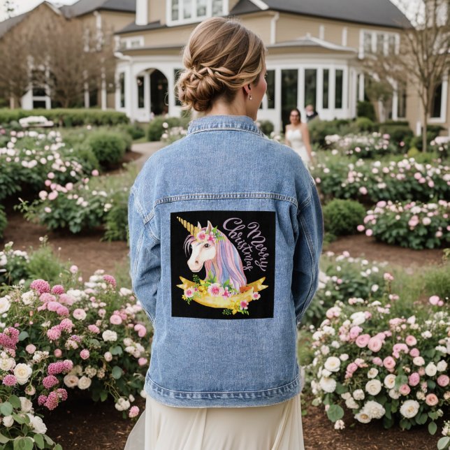 CHRISTMAS UNICORN DENIM JEAN JACKET (Wedding Back)