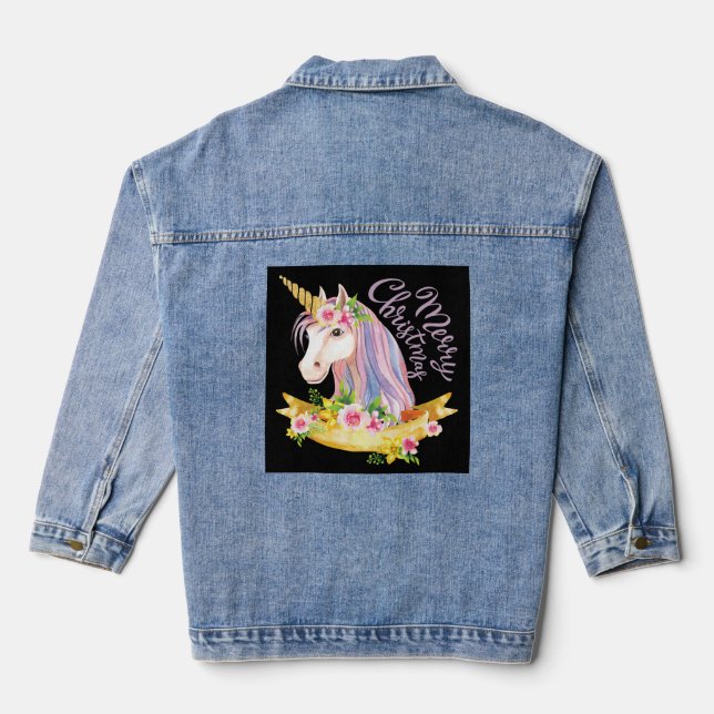 CHRISTMAS UNICORN DENIM JEAN JACKET (Back)