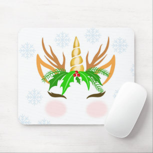 Christmas Unicorn Face Mouse Mat