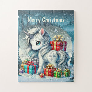 Christmas unicorn fantasy girls customisable  jigsaw puzzle