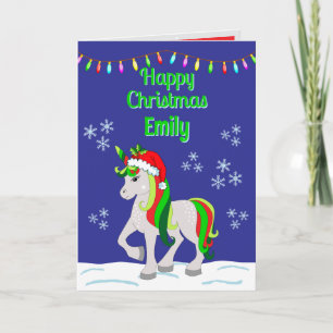 Christmas Unicorn Folded Greeting Card