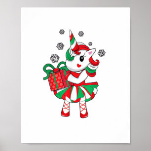 Christmas Unicorn Fun Girls Kids Snowflake Holiday Poster