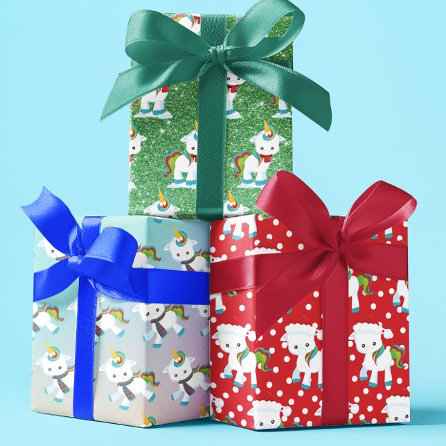 Christmas Unicorn Fun Pattern Wrapping Paper Sheet (Creator Uploaded)
