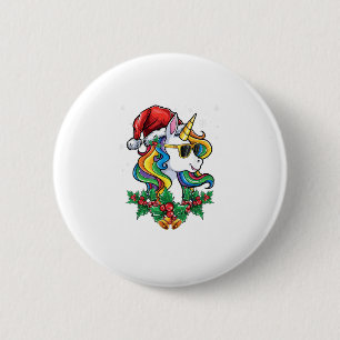 Christmas Unicorn Girls Boys Xmas Santa Cute Kids 6 Cm Round Badge