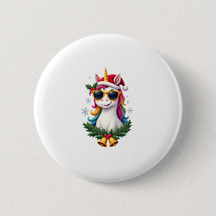 Christmas Unicorn Girls Boys Xmas Santa Cute Kids 6 Cm Round Badge