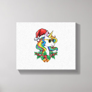 Christmas Unicorn Girls Boys Xmas Santa Cute Kids Canvas Print