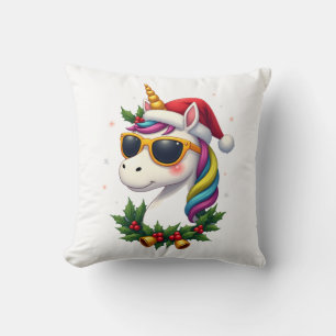 Christmas Unicorn Girls Boys Xmas Santa Cute Kids Cushion
