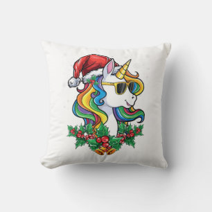 Christmas Unicorn Girls Boys Xmas Santa Cute Kids Cushion