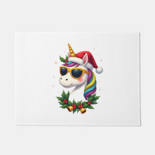 Christmas Unicorn Girls Boys Xmas Santa Cute Kids Doormat