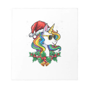 Christmas Unicorn Girls Boys Xmas Santa Cute Kids Notepad