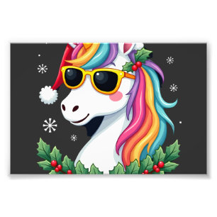 Christmas Unicorn Girls Boys Xmas Santa Cute Kids Photo Print