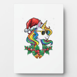 Christmas Unicorn Girls Boys Xmas Santa Cute Kids Plaque