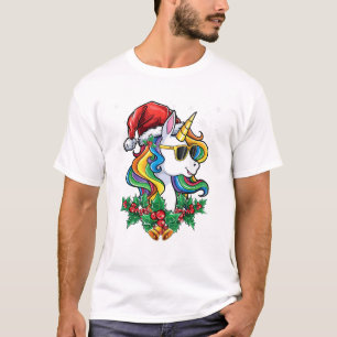 Christmas Unicorn Girls Boys Xmas Santa Cute Kids T-Shirt