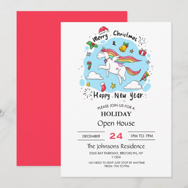 Christmas Unicorn      Invitation (Front/Back)
